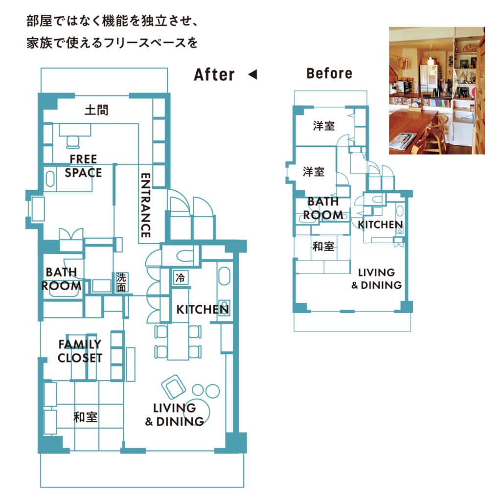 上農さん宅の間取りBefore→After