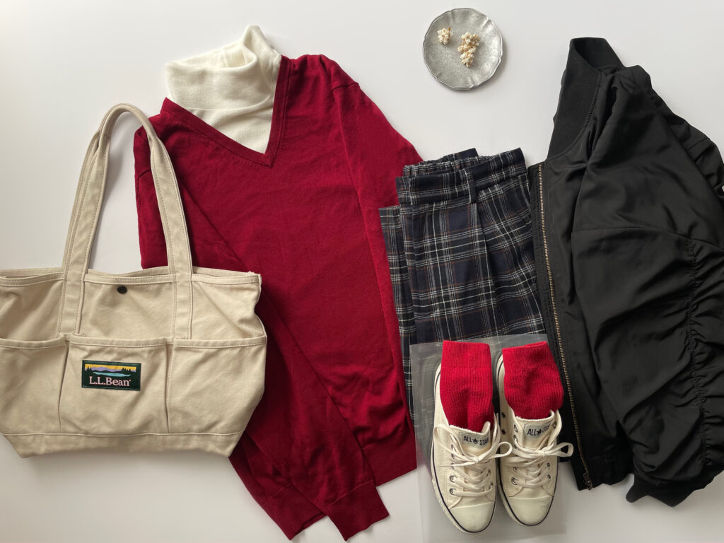 ユニクロGUコーデ2025年2月初旬置き画1 LEE100人隊 TB はな 今日なに着てる コンバースコーデ CONVERSE