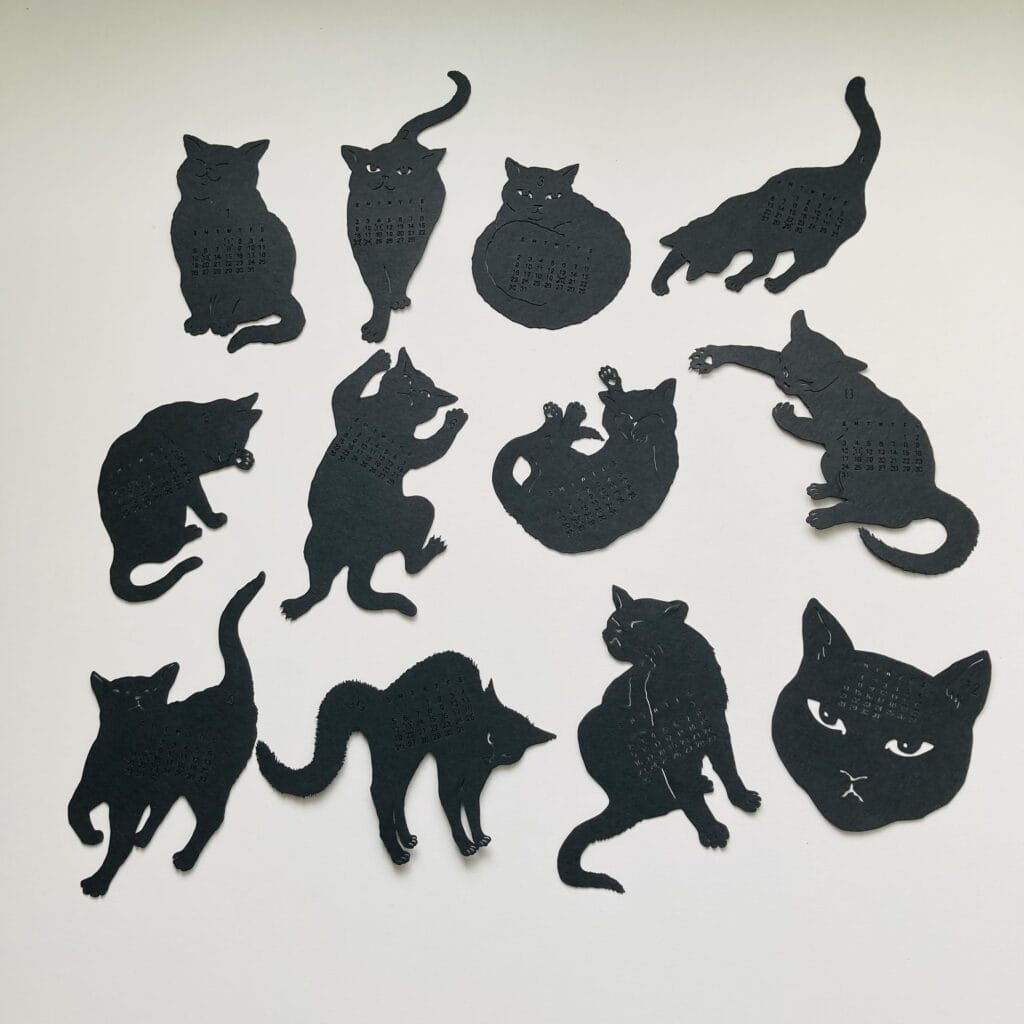 猫型レーザーカットカレンダー