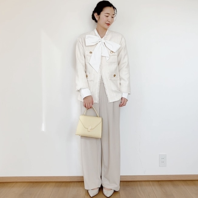 入学式　入学式コーデ　ホワイトコーデ