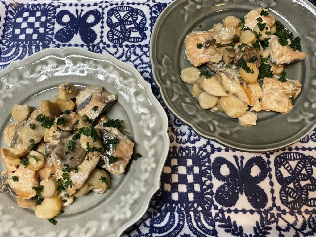 サケのバタポン炒め 本多理恵子さんのレシピ 料理がしんどい日のごはんレシピ 阿部慎太朗さんのレリーフプレート LEE100人隊 TB はな 料理部