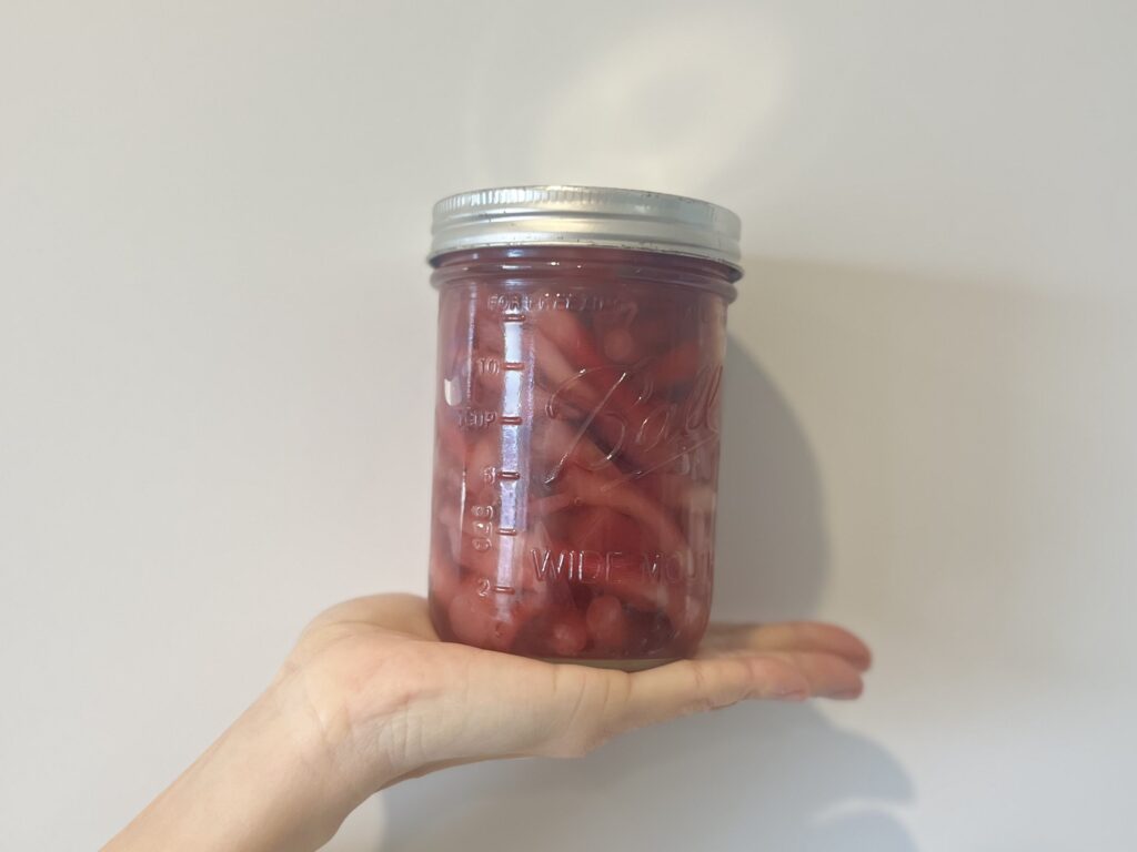 みょうがの茎を使って赤いピクルス作り TB icoco