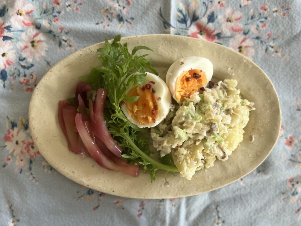 みょうがの茎を使って赤いピクルス作り TB icoco