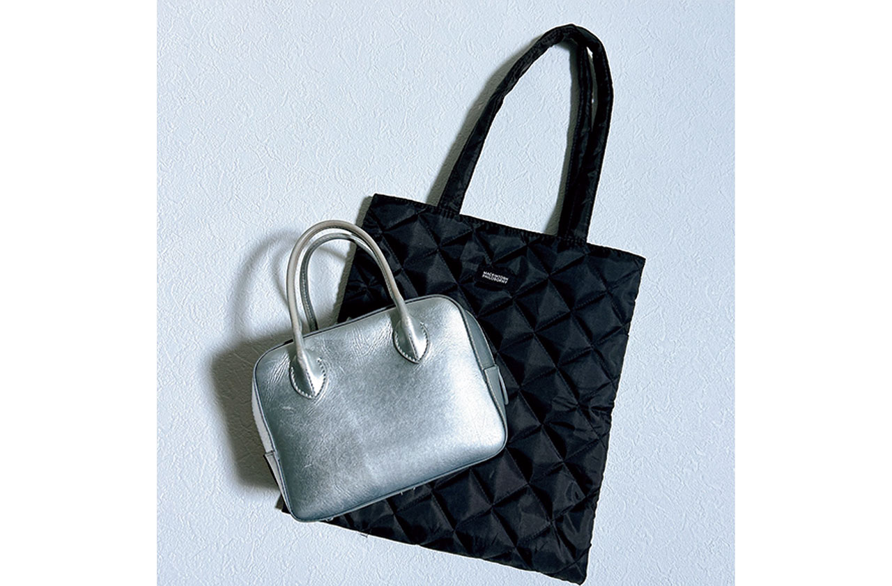 珍しいシルバーのメゾンカナウのミニボストンはLEEマルシェで購入。