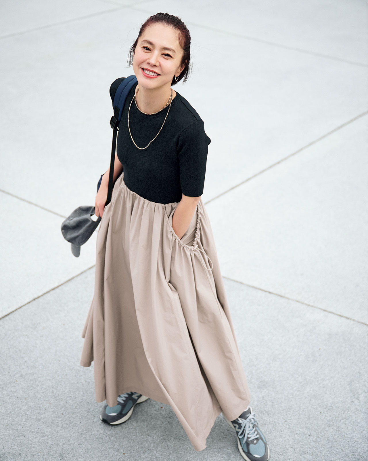 浅見れいなさんのLEE限定 emmi（エミ）【洗える】【スカート部分は撥水】【LEE別注】ハーフスリーブニットドッキングワンピースのコーデ