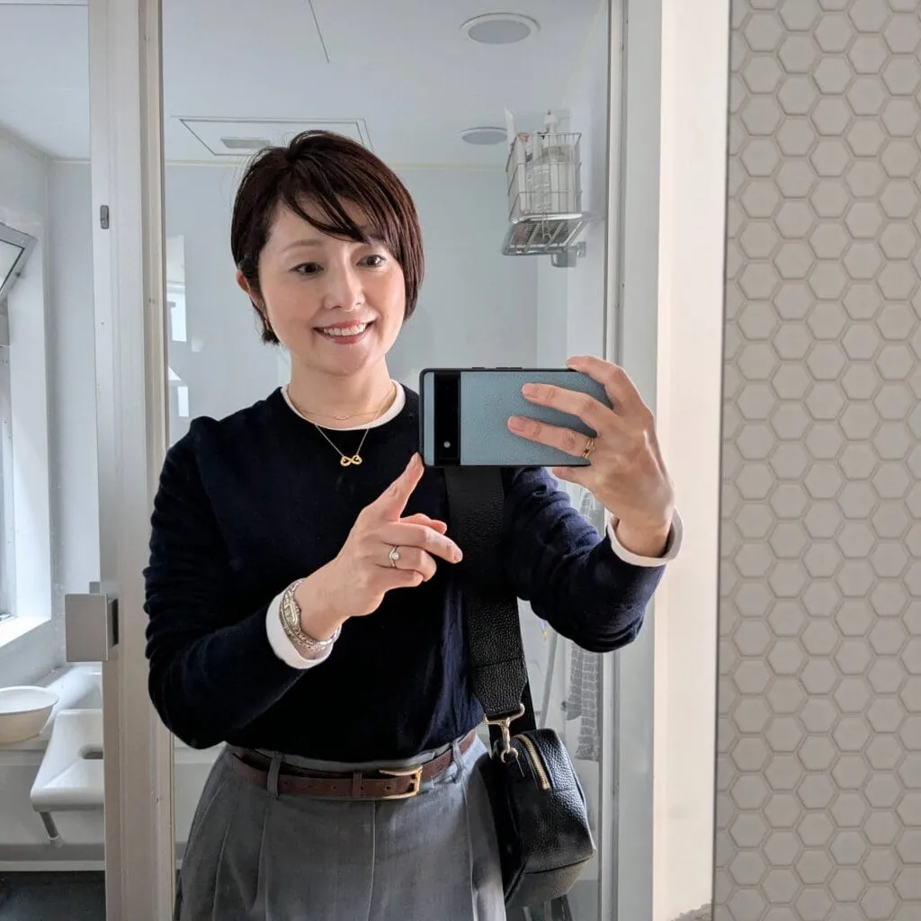 ユニクロ「ソフトリブクルーネックT」のコーデ