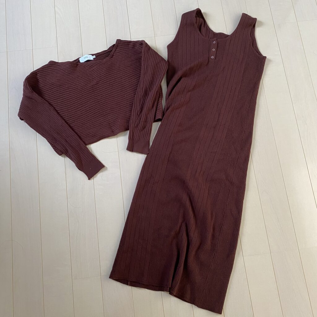 ニット　セットアップ　茶色