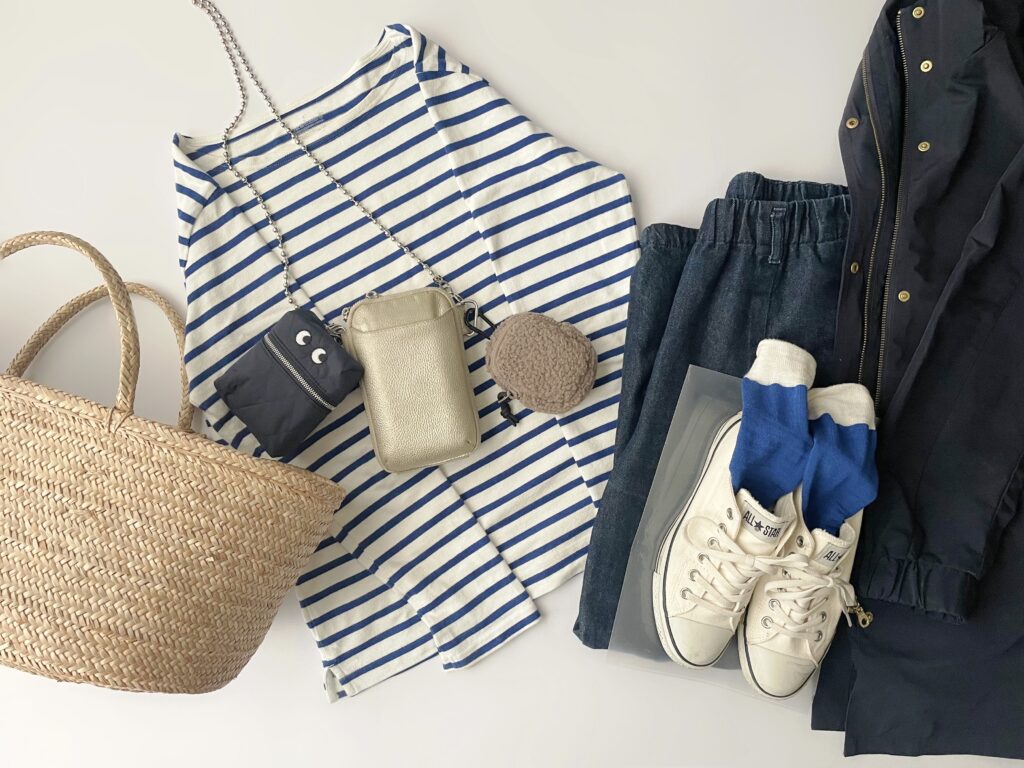 ユニクロGU無印良品ボーダーコーデ3月初旬足元写真3　LEE100人隊　TB　はな　今日なに着てる