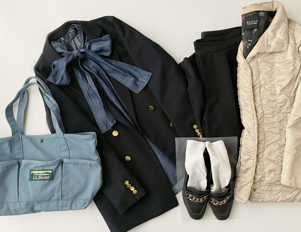 ユニクロGUコーデ2025年3月上旬置き画2 LEE100人隊 TB はな 今日なに着てる