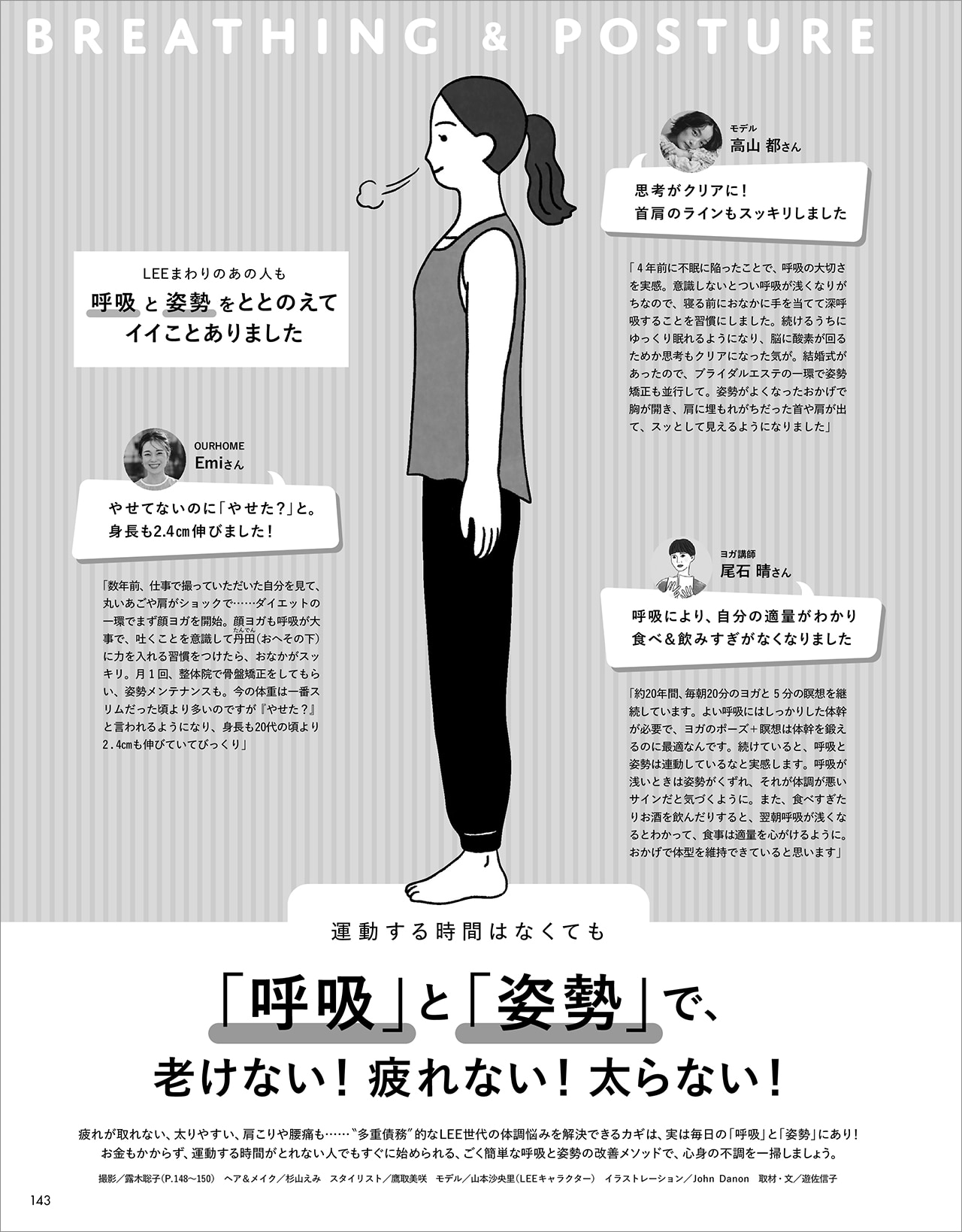 LEE5月号『「呼吸」と「姿勢」で、老けない！疲れない！太らない！』のページ
