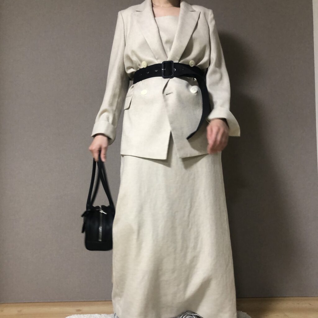 UNITED ARROWS green label rilaxing グリーンレーベルリラクシング リネンライク ダブルジャケット キャミソールワンピース