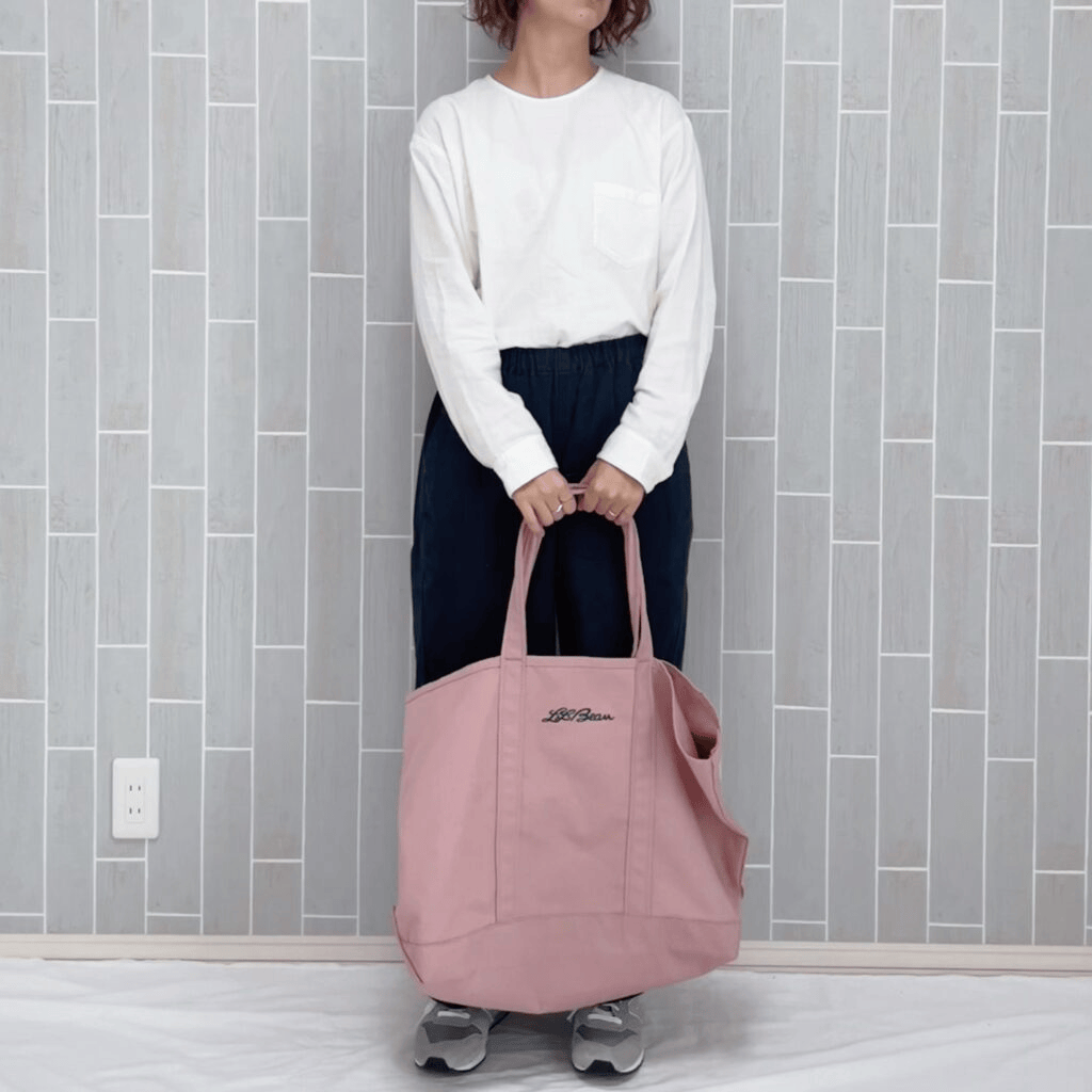 30代ママの運動会コーデ　L.L.Beanグローサリー・トートのピンクを差し色に
