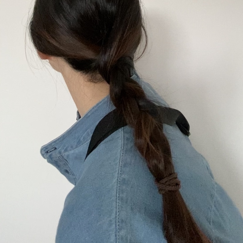デニム　シャツ　ヘアアレンジ
