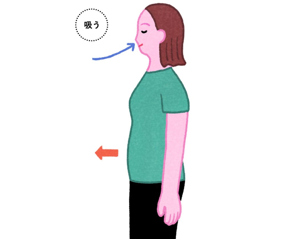 呼吸筋トレーニング「吸う」イラストカット