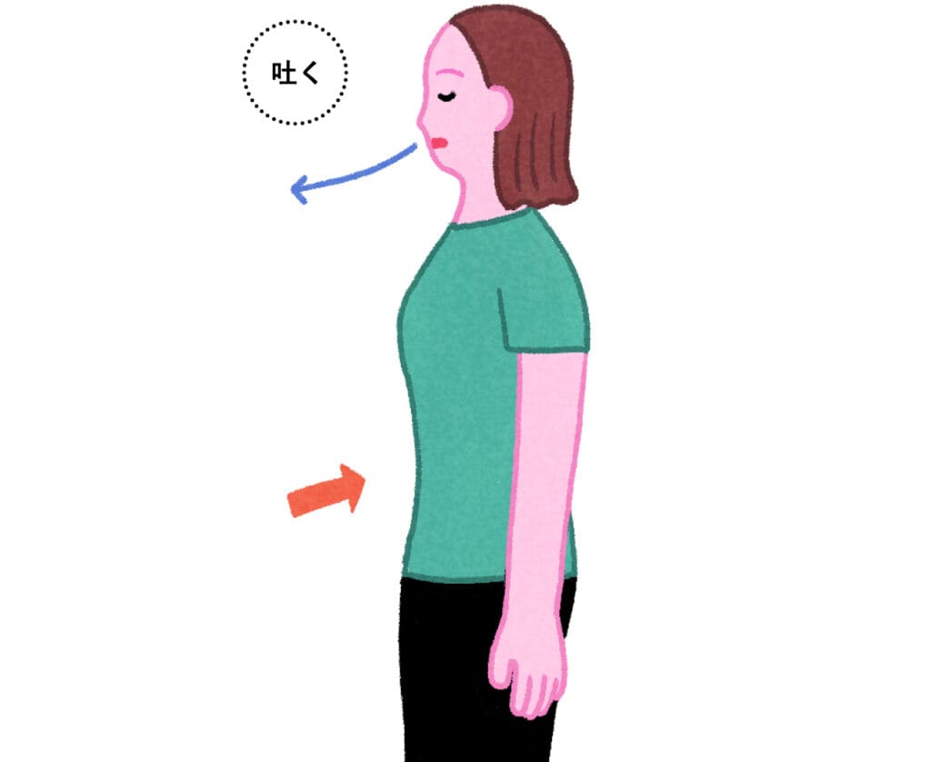 呼吸筋トレーニング「吐く」イラストカット