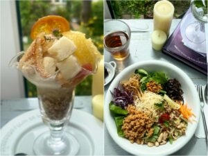 2025年4月カフェネイビーのエスニック和え麺とシトラスパフェ