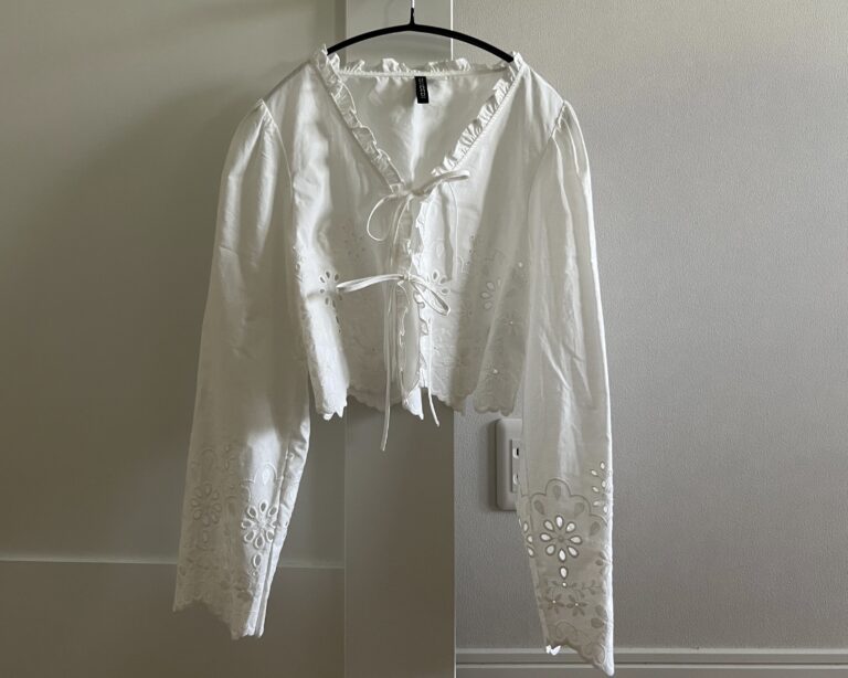 【H＆M】最近レースボレロが気になる！「イギリス刺繍コットンブラウス（ホワイト）」TB icoco