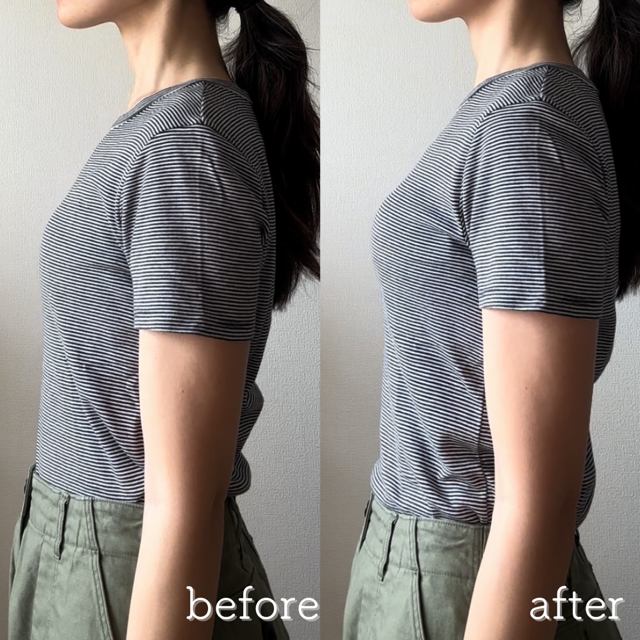 ブラデリスのブラ付きタンクとその他インナーを着たときの比較写真