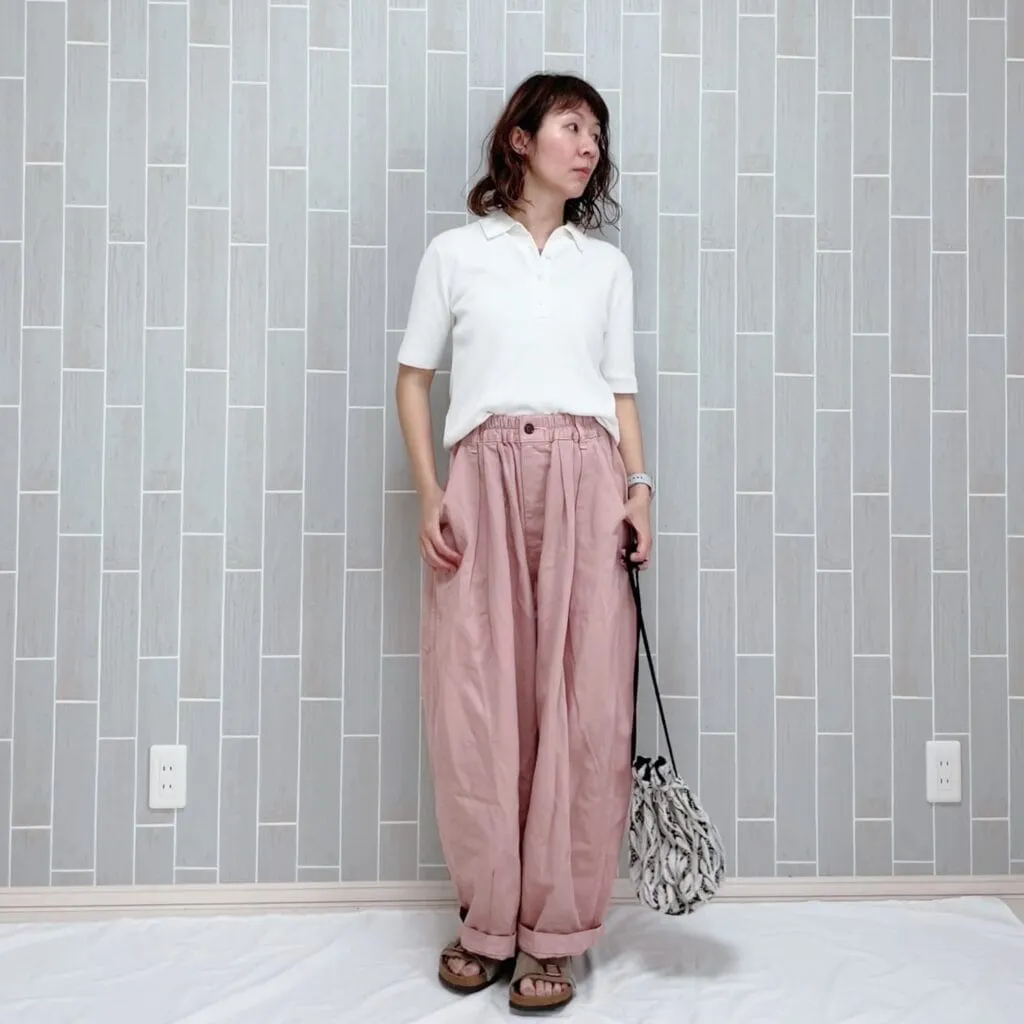 ユニクロ「ポロセーター半袖」のコーデ８