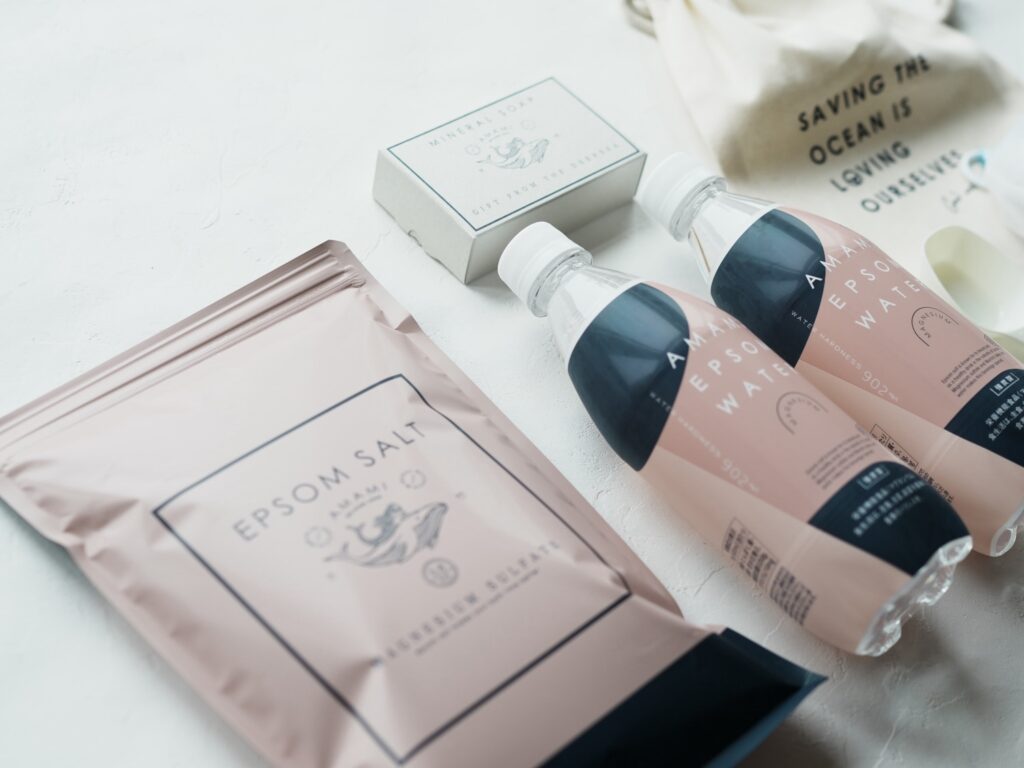 AMAMI「エプソムソルト 800ｇ」と「エプソムウォーター 炭酸水  500ｍ１本」