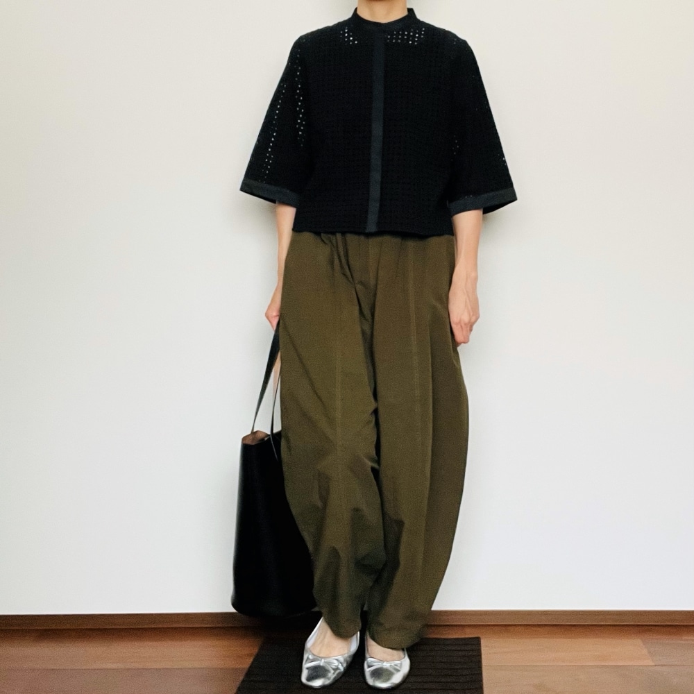 今季新品コットンリネンドロストパンツ黒 Curensology(カレンソロジー)｜コットンリネンドロストパンツ