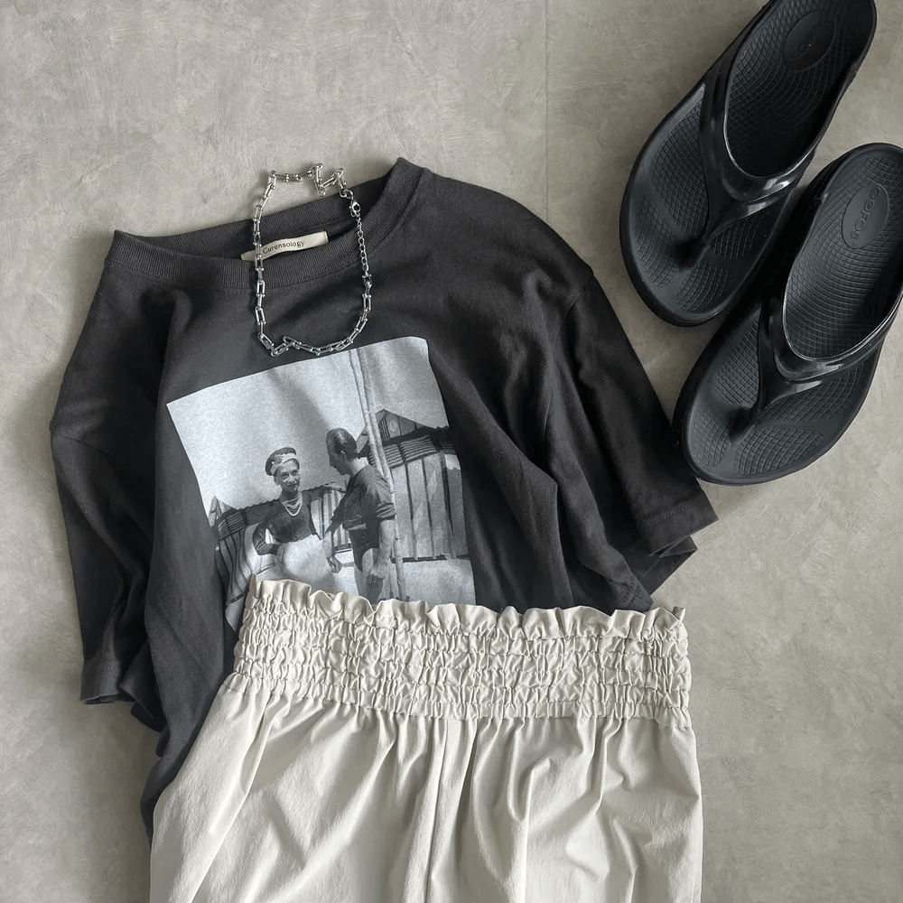 JOURNAL STANDARD「ナイロンストレッチワイドパンツ」コーデ例