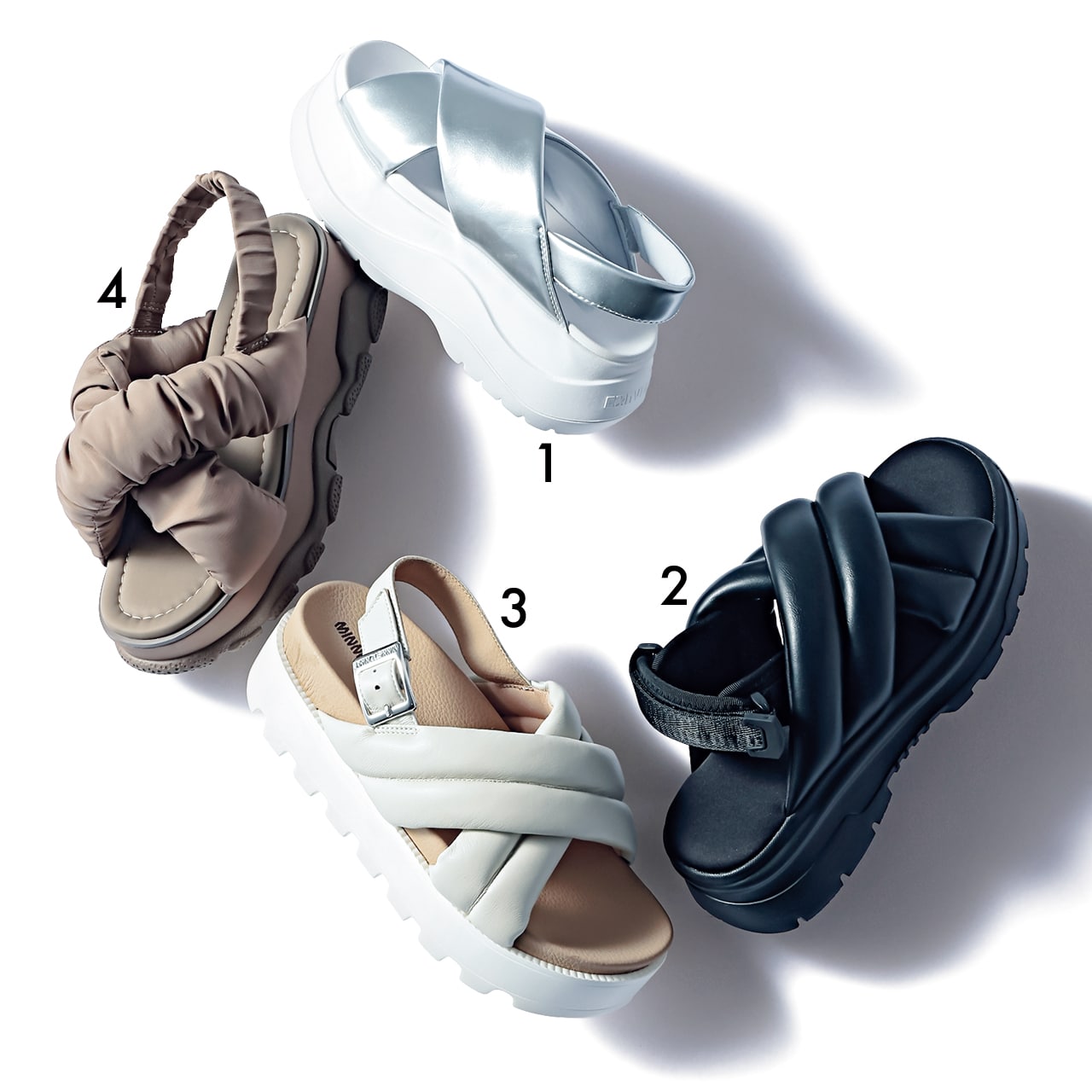 ふかふか＆スタイルアップ！ ｢パフィーサンダル」 4足