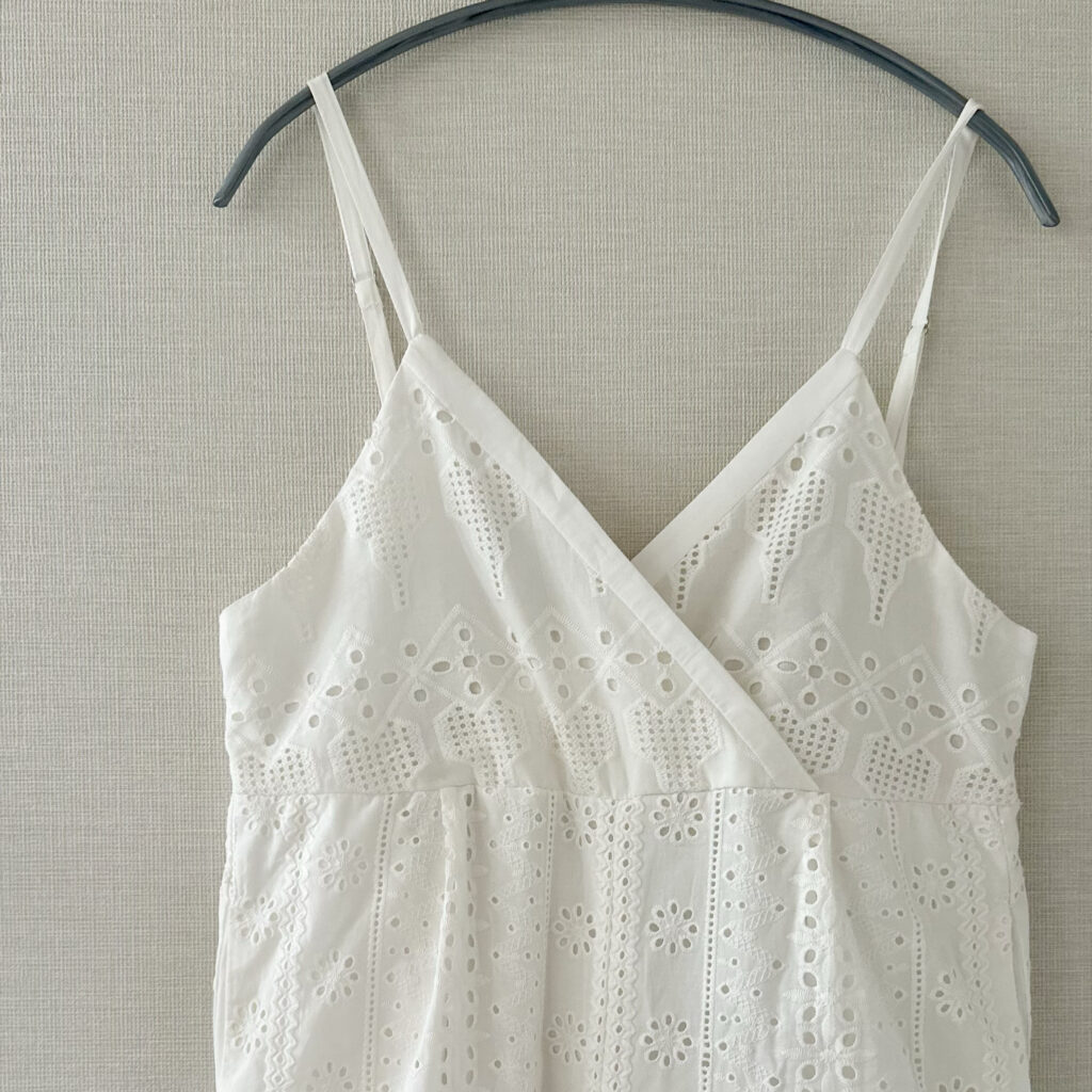 Samansa Mos2 blue(サマンサモスモスブルー) カットワークサロペット　30代コーデ