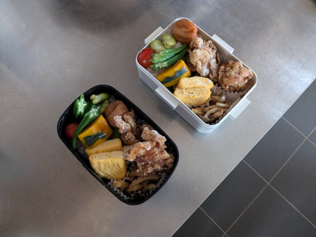 唐揚げ弁当、野菜多め