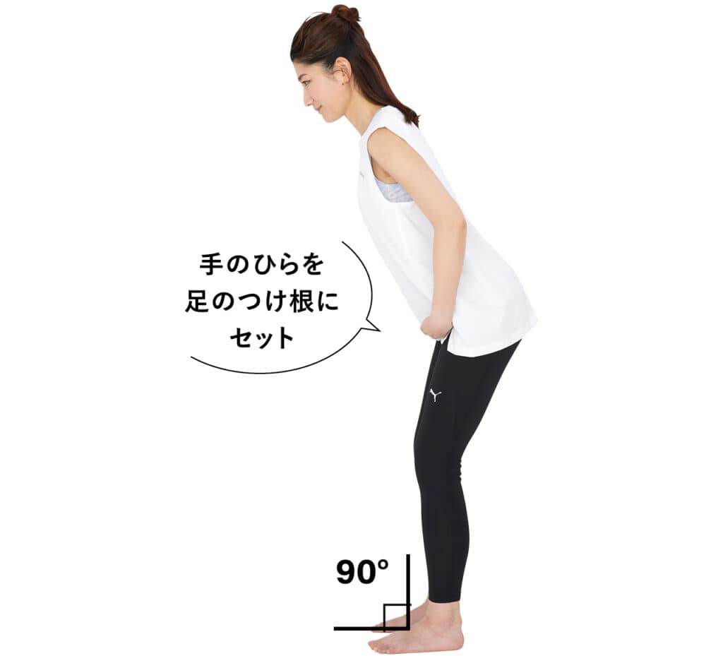 手のひらを足のつけ根にセット