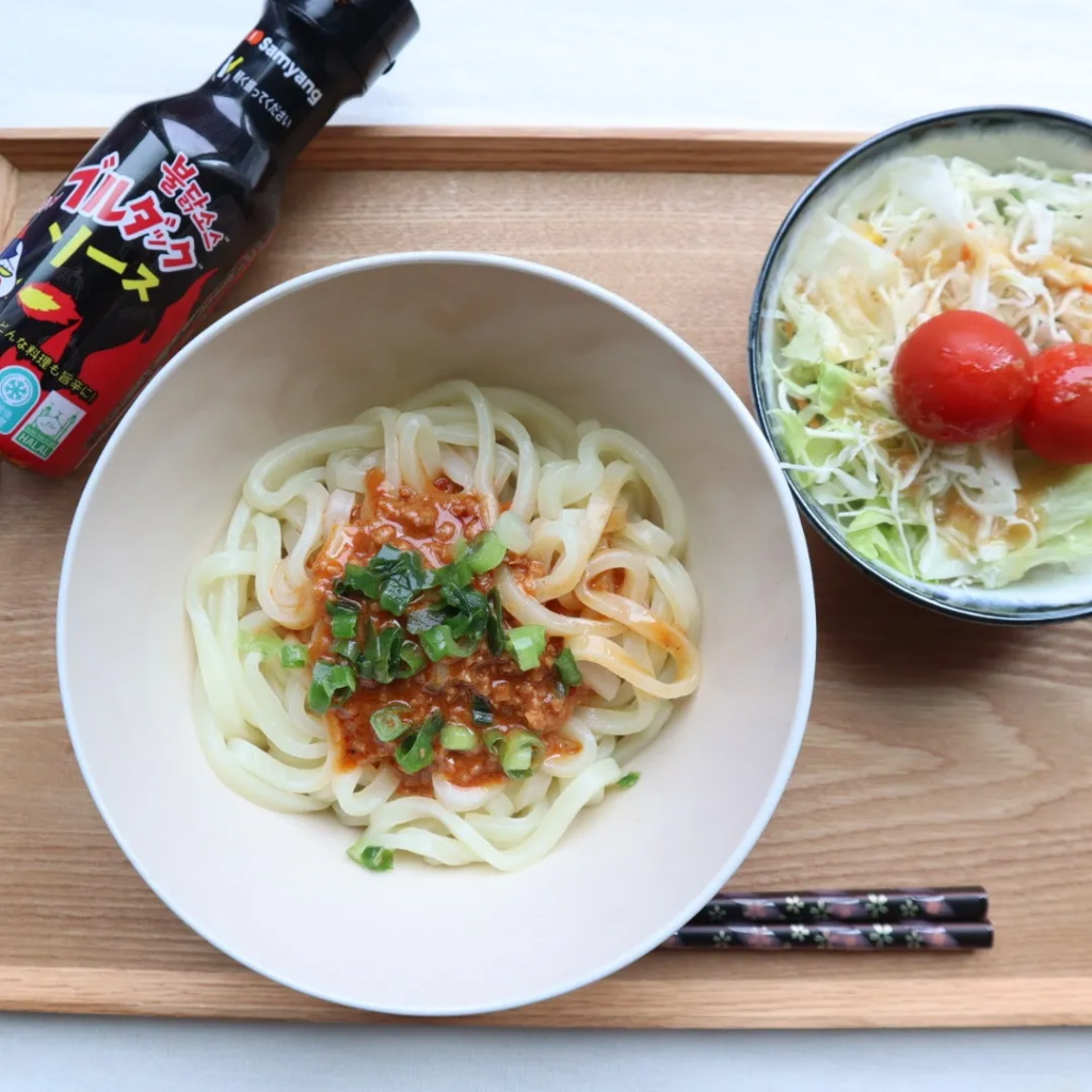 カルディのうどん＋ブルダックソース