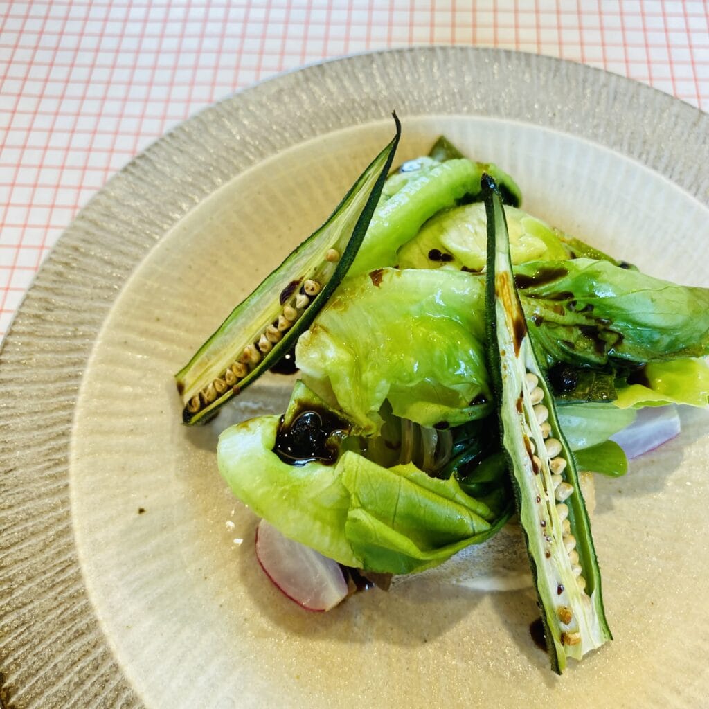 燻製シマアジと焼き野菜 山椒醤油