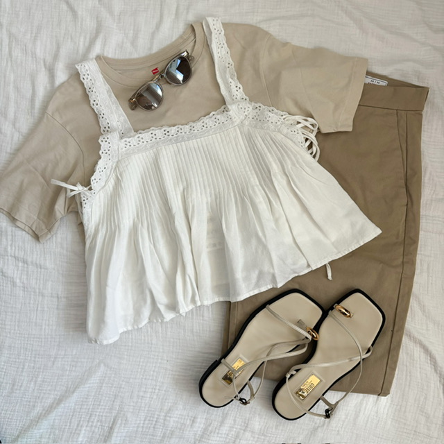 ZARAリボン刺繍トップスを使ったコーディネート３