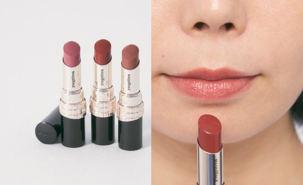 新3色をALLスウォッチ！【マキアージュ】“とろける美膜リップ”に大人にぴったりなくすみカラー