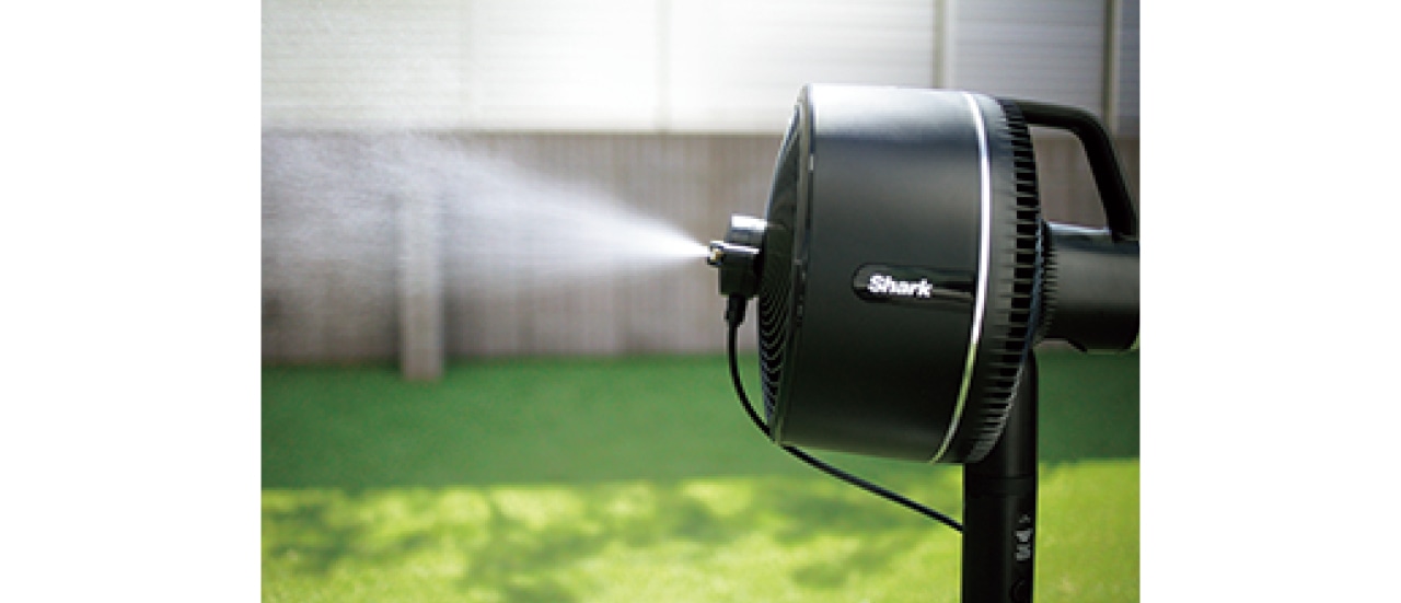 ミストシャワーの気化熱効果で、最大5℃の温度低下を実現します