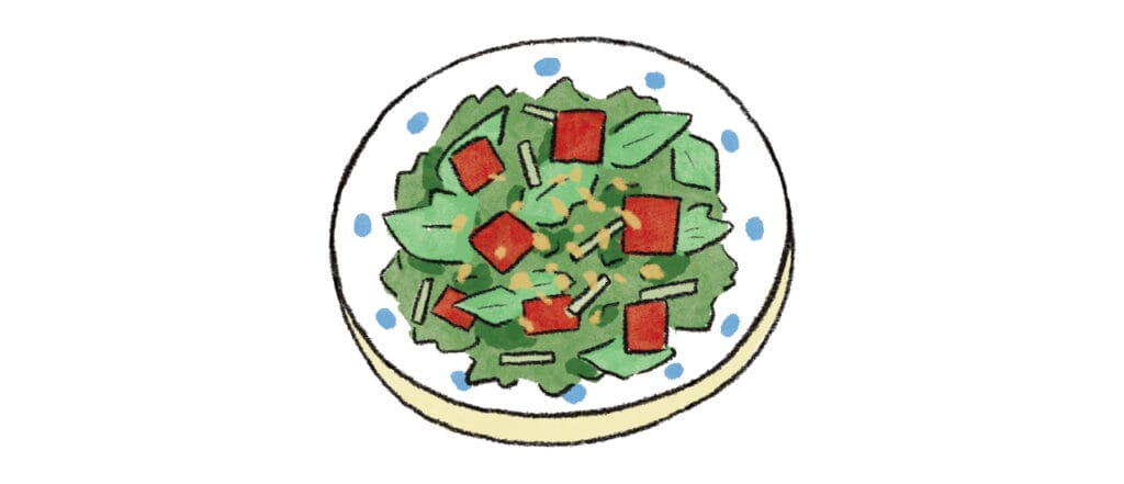 造血メニュー　マグロとほうれん草のナッツサラダ