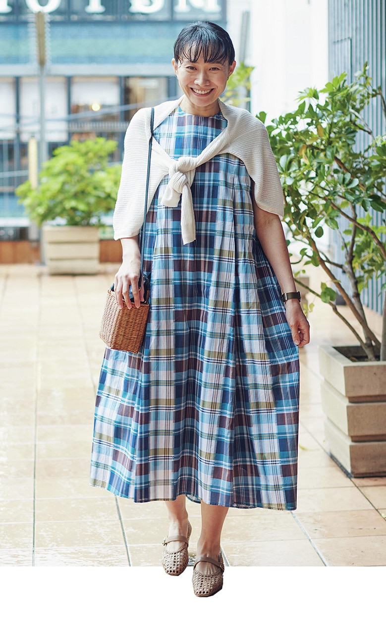 No.045 CHIHARUさんの12closetのチェックワンピのコーデ