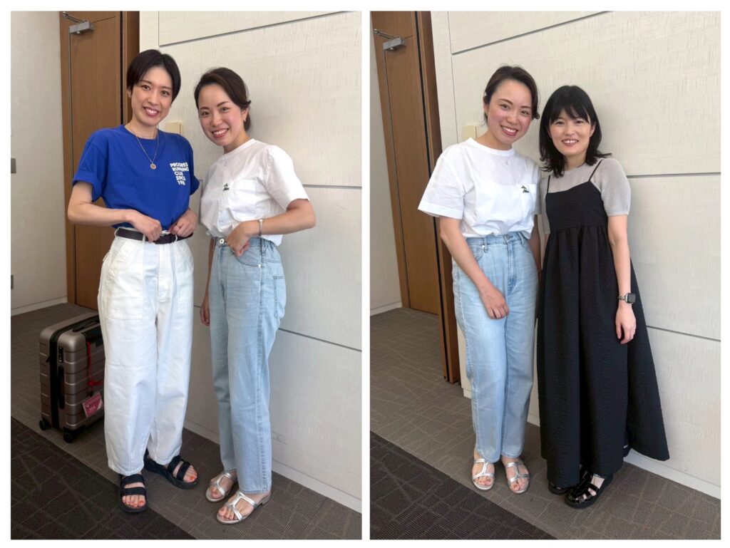 LEE8・9月号『LEEキャラクター・100人隊「リアルトレンド」出張SNAP』撮影時のLEE100人隊3名のコーデ