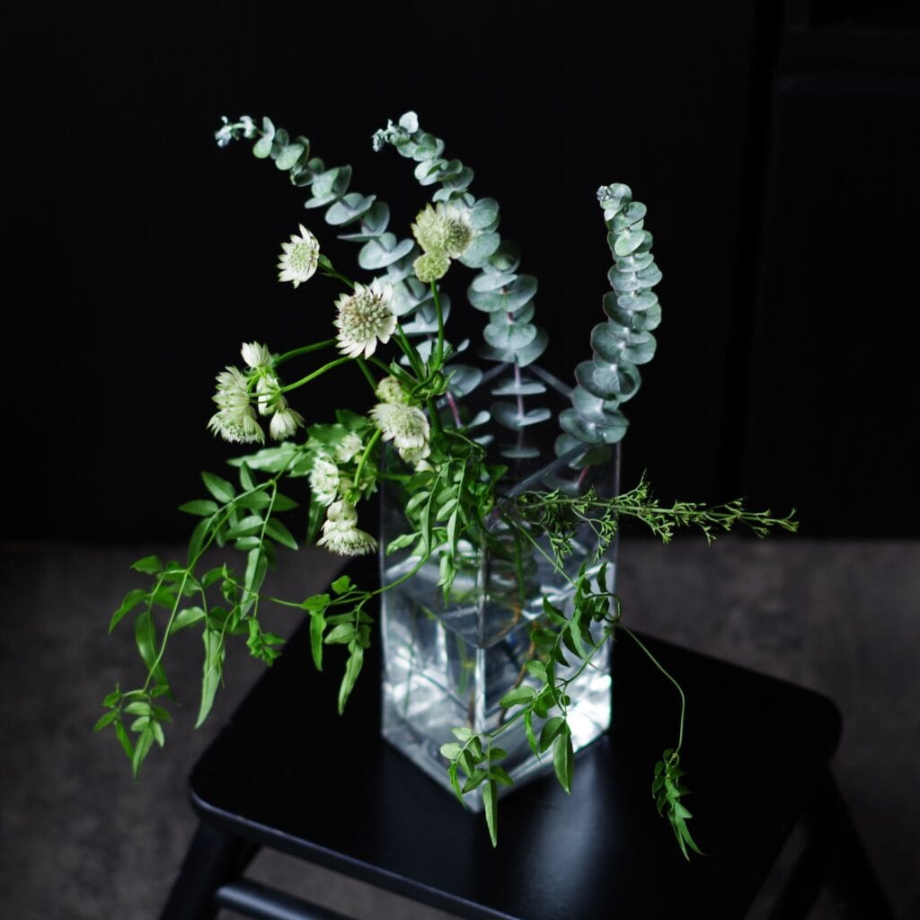 tocoha flower　花屋　京都　大山崎　アストランチャー、クレマチスペトリエイ、ユーカリ、ハゴロモジャスミン