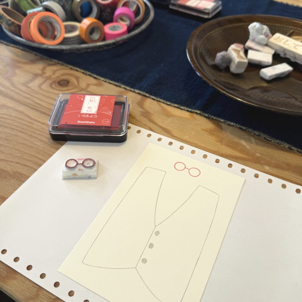 ワークショップ　「おして はる」消しゴムハンコ　マスキングテープ　