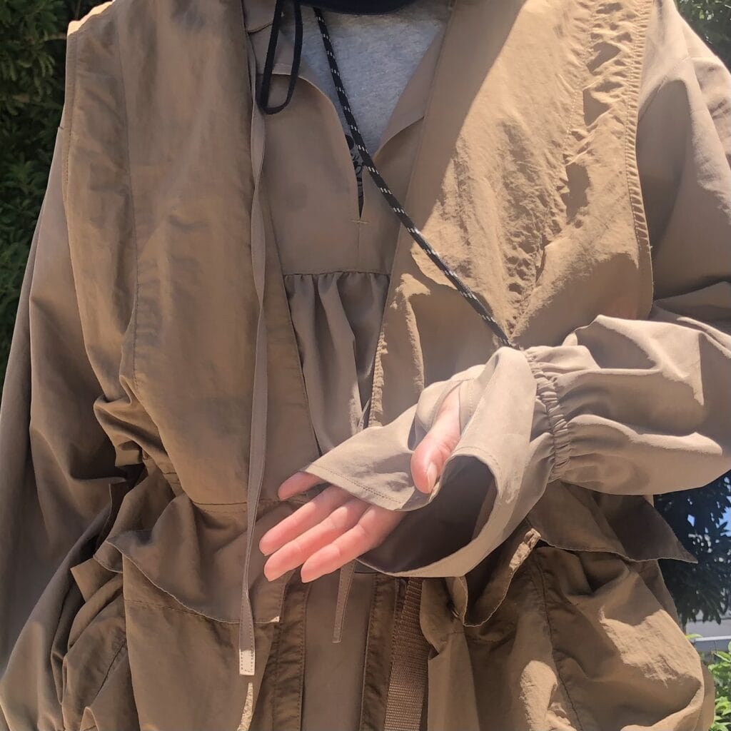 and me ラッシュガード　ペプラム　AMELY　ジャブジャブ池　じゃぶじゃぶ　水際　ファッション　ママコーデ　アラフォーコーデ