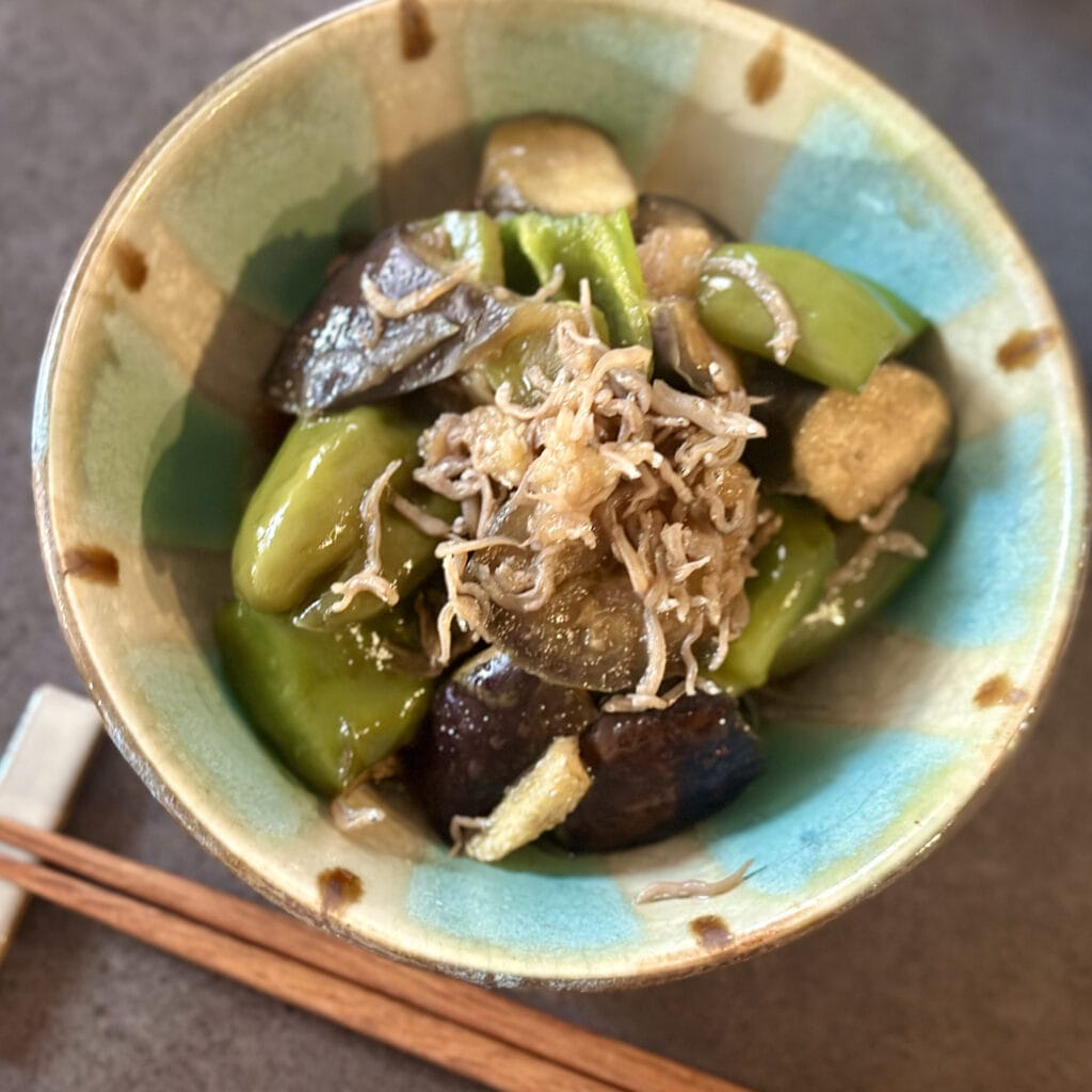 なす、ピーマン、じゃこのしょうゆ煮