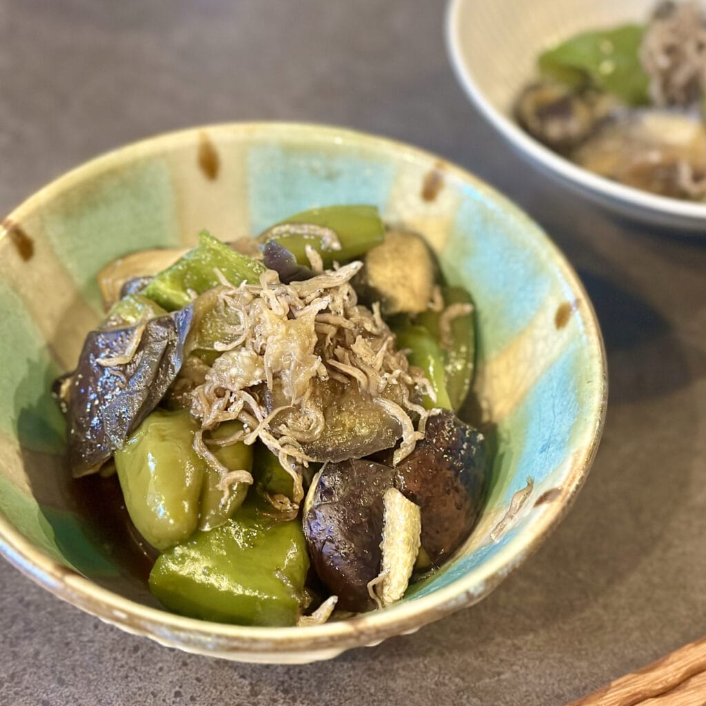 なす、ピーマン、じゃこのしょうゆ煮