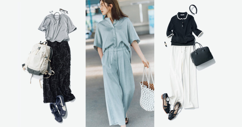 2025【夏の通勤服9選】汗ジミ、透け、シワ…1日キレイが続く！悩み不要なアイテムはコレ！ | LEE