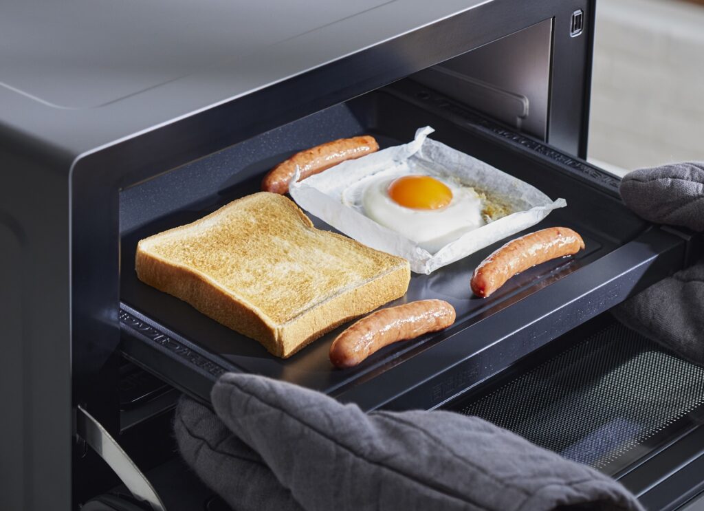 日立「2in1トースターレンジ」MRT-F100でトーストと朝食を調理アフター