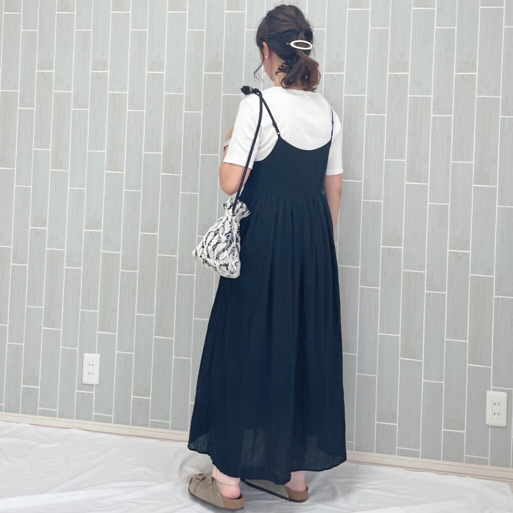 無印良品 婦人 強撚ボイル キャミソールワンピース 着回しコーデ