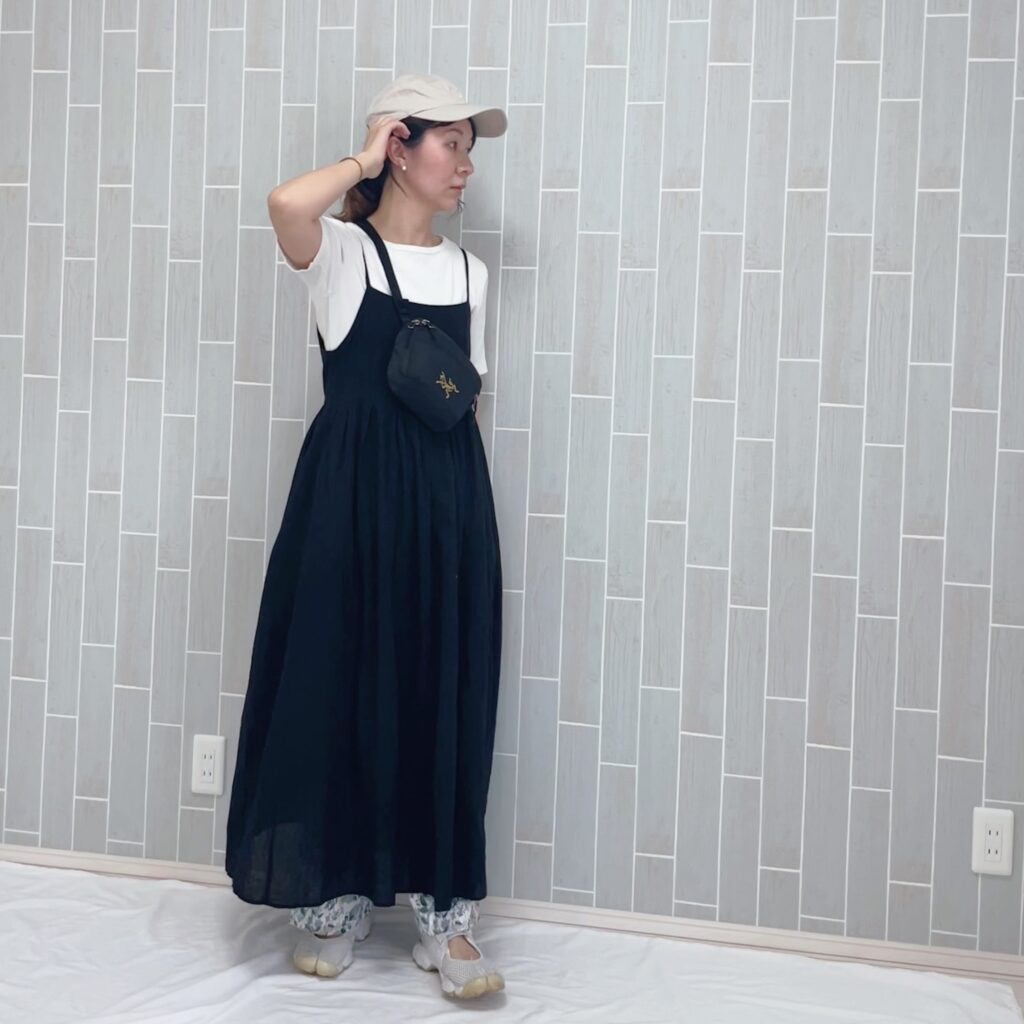 無印良品 婦人 強撚ボイル キャミソールワンピース 着回しコーデ