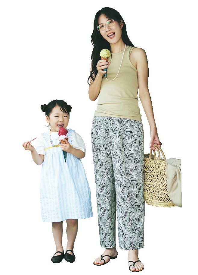 高橋美帆さんのGreen Parksの柄パンツ　¥4400のコーデ