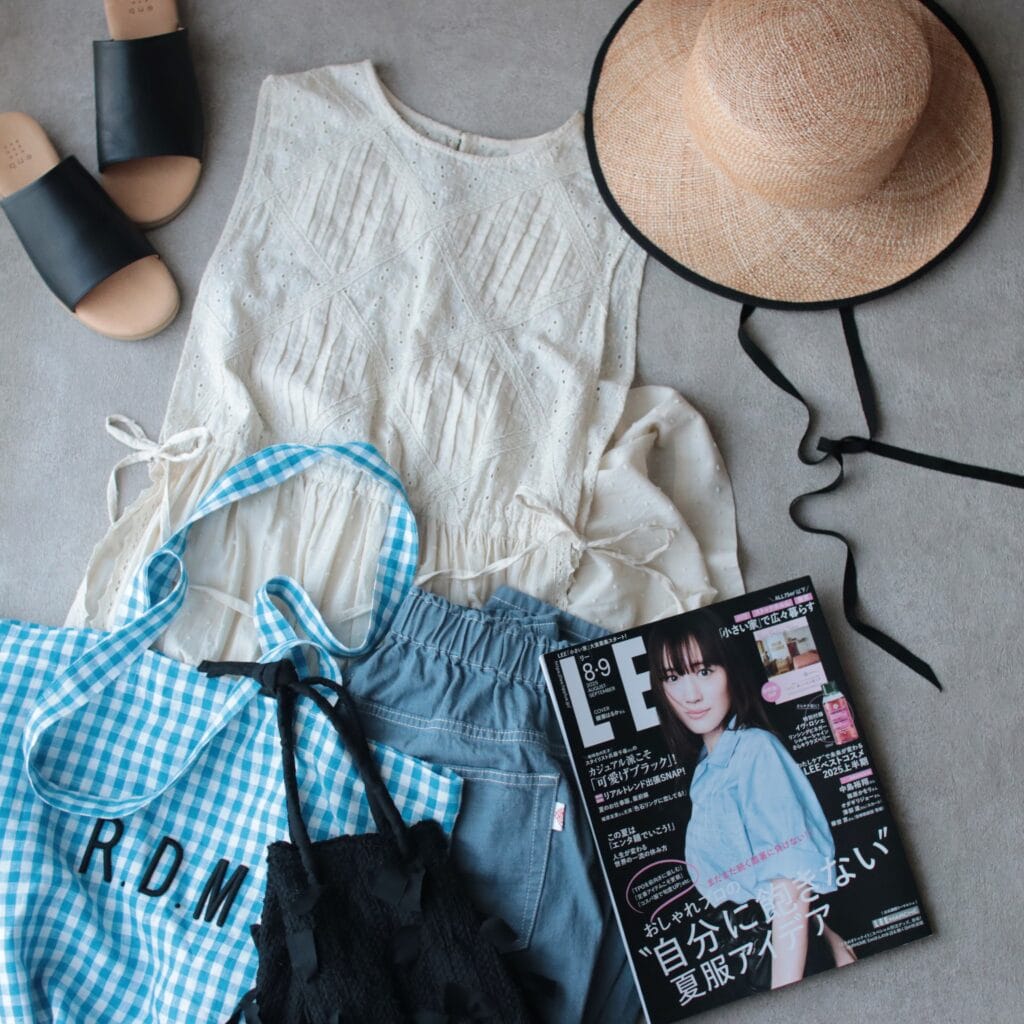 LEE100人隊の夏SNAPコーデのアイテムとLEE8・9月号
