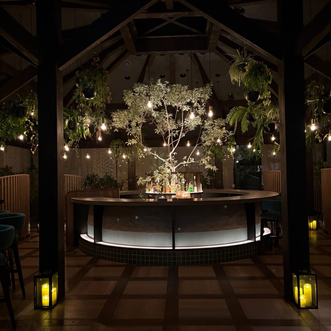 ホテルラウンジ　ふふ軽井沢陽光の風　　ライトアップ